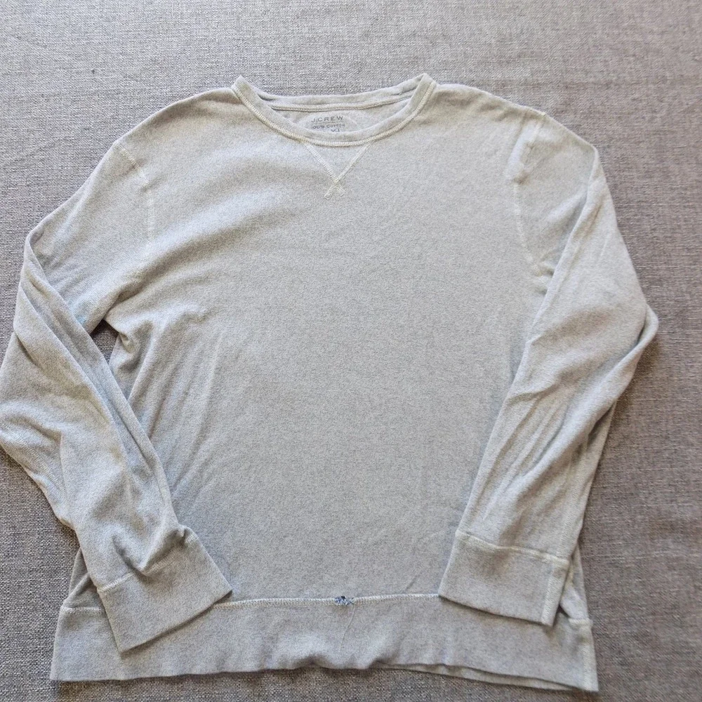 J. Crew Sweatshirt Mens XL Gray Fair V-Stitch Long Sleeve Cotton Pullover